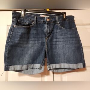 Signature by Levi Strauss Dark Blue Jean Shorts Mid-rise